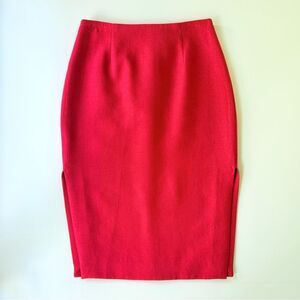 C/MEO Collective Red Textured Pencil Skirt with Side Slits Size M